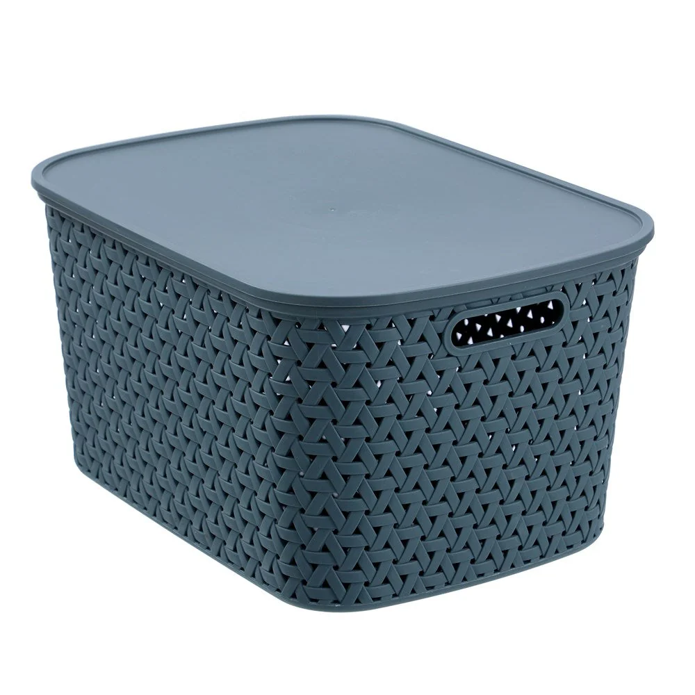 RATTAN BASKET LIDDED 26L 40X30.5X22CM 3 ASSTD - Image 3