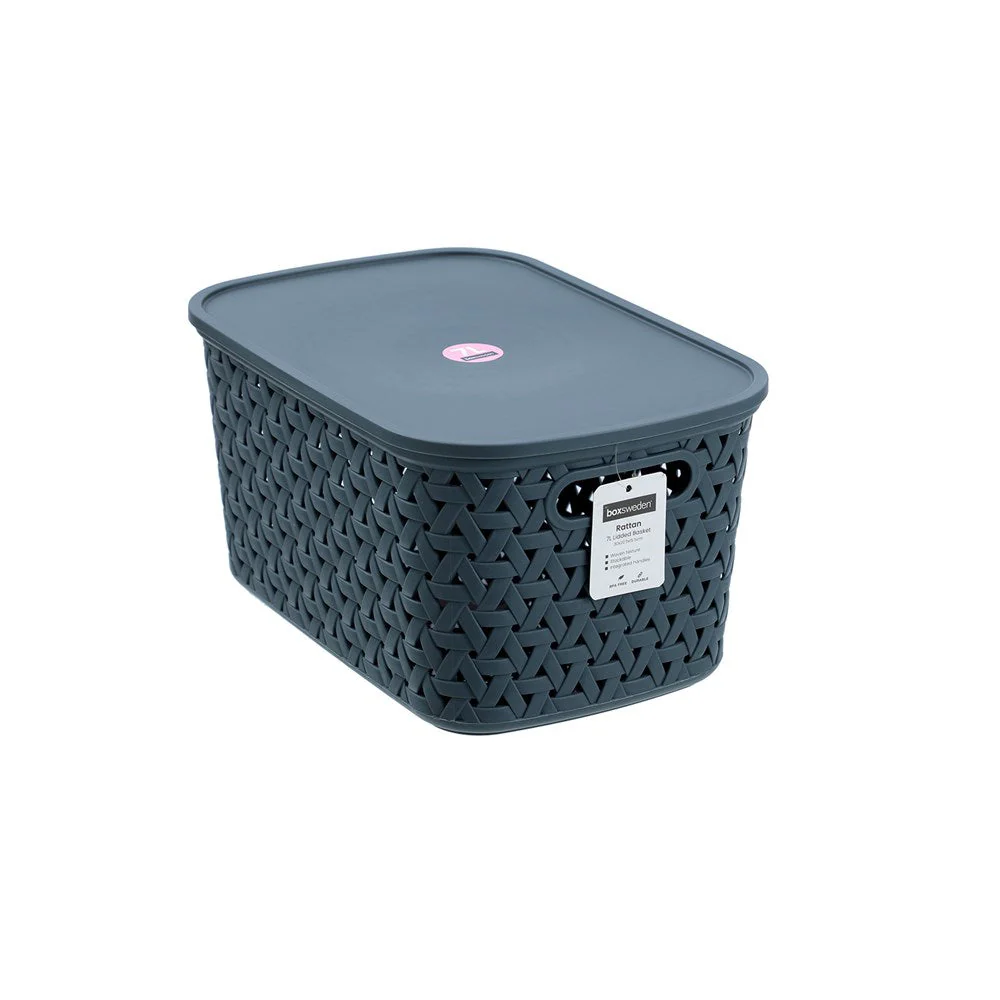 RATTAN BASKET LIDDED 7L 30X20.5X15.5CM 3 ASSTD