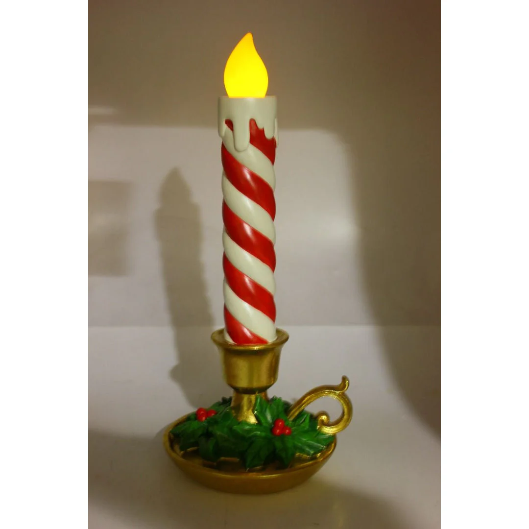 Red/White Swirl Candle 46Cm