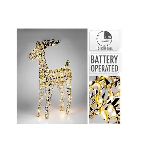 Reindeer 80Cm Gold Micro 80Led Battery Operated