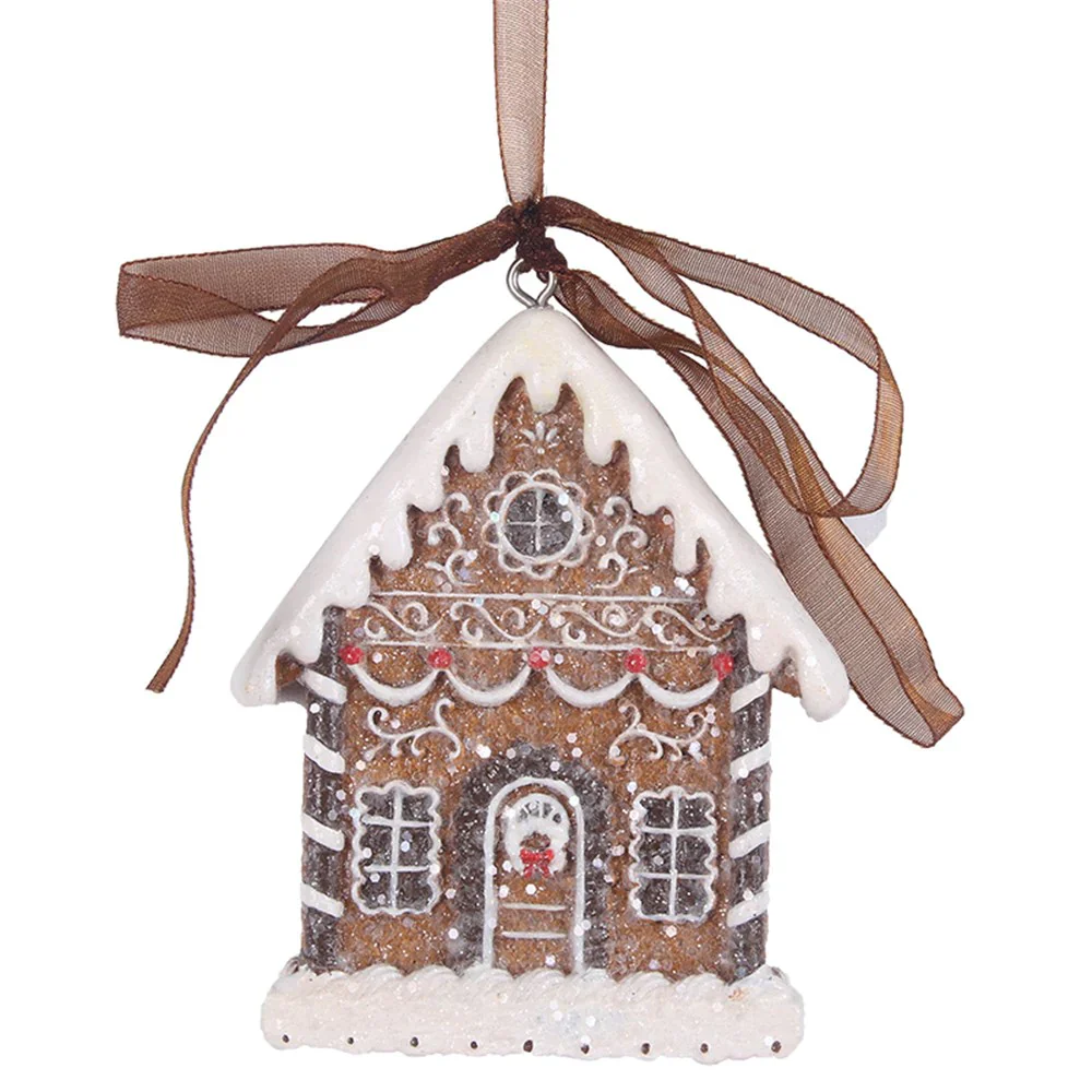 Resin Gingerbread House Tree Ornament 6.5x1.5x8.5cm - Image 2