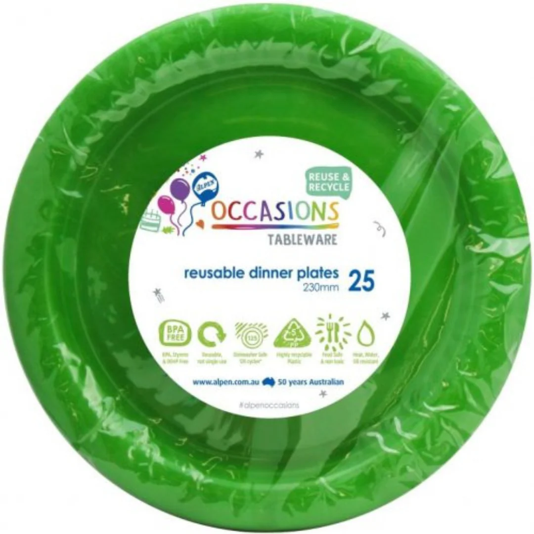 Reusable Dinner Plate 23cm Lime 25pk