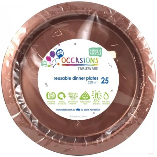 Reusable Dinner Plate Rose Gold 23cm 20Pk