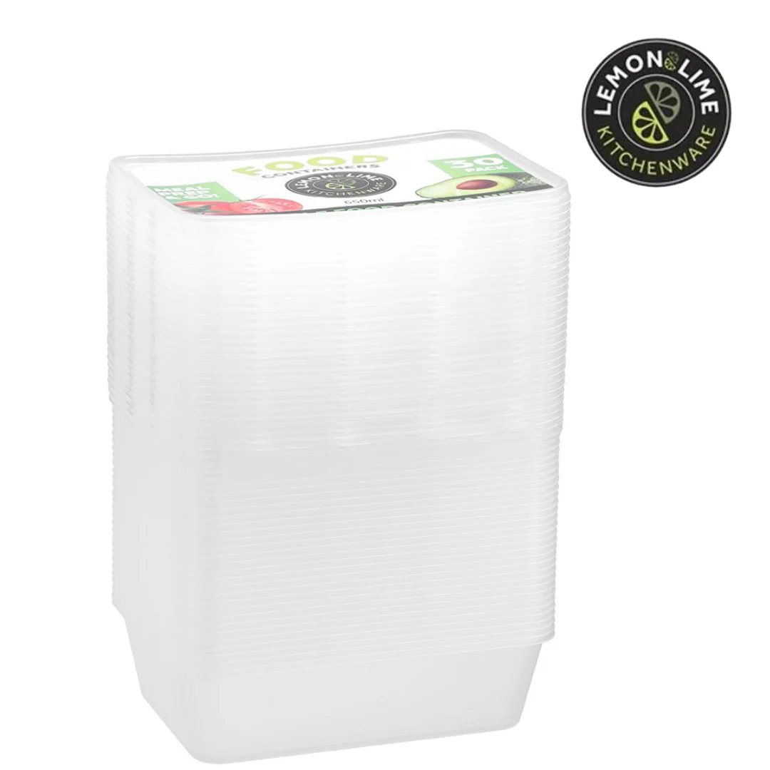 REUSABLE FOOD CONTAINER RECT 650ML VALUE 30PK - Image 2