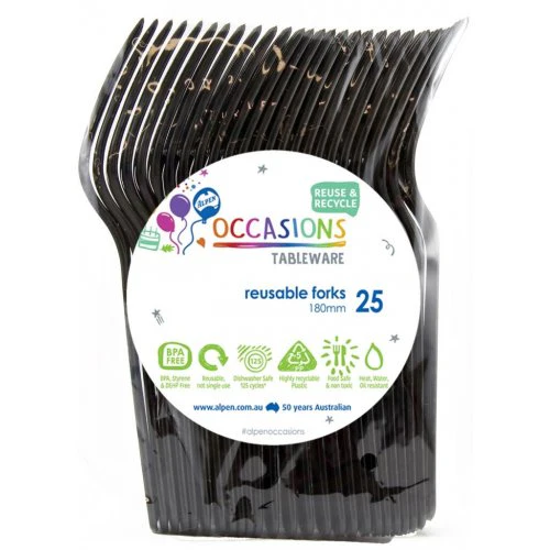 Reusable Forks Black 20Pk