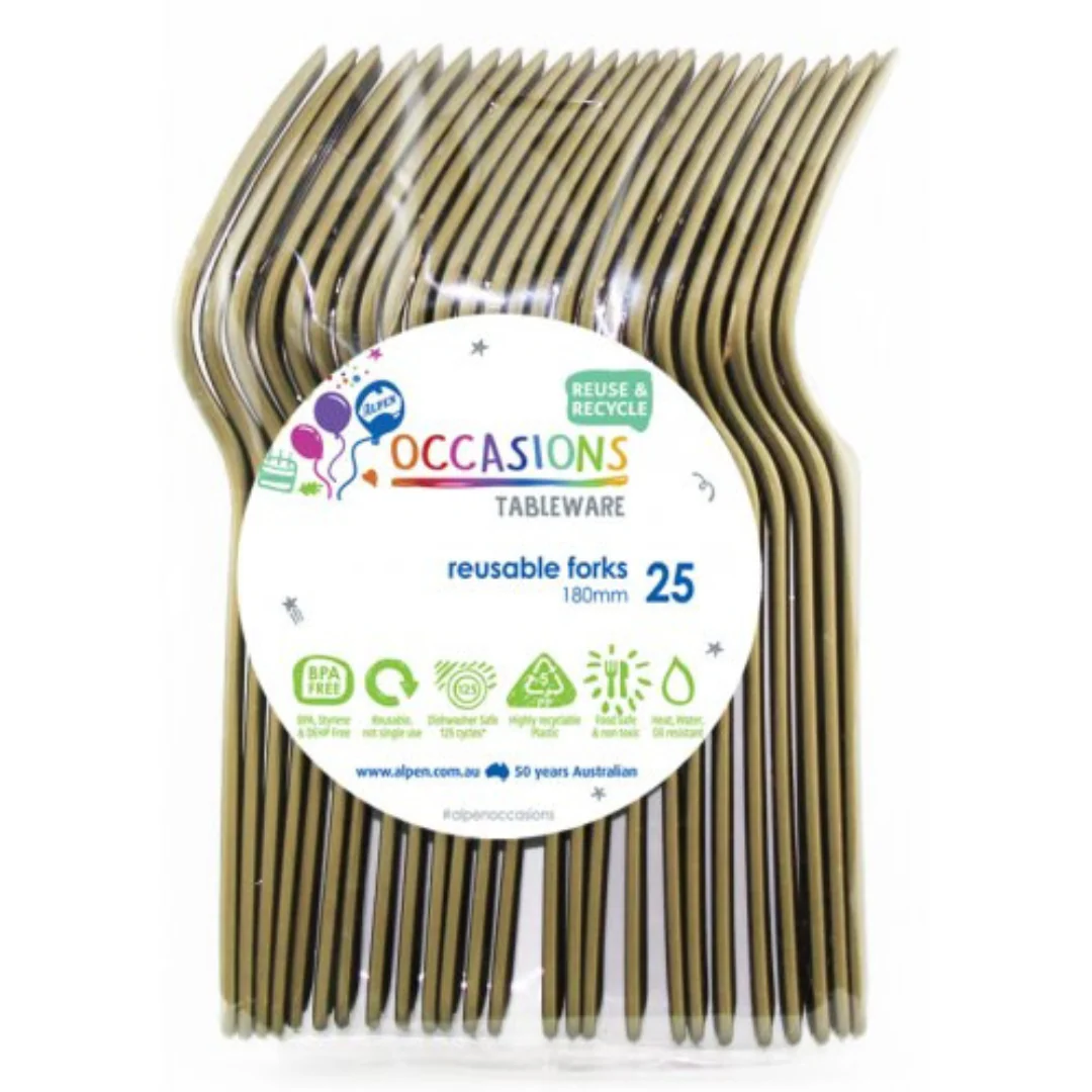 Reusable Forks Gold 18cm 20Pk