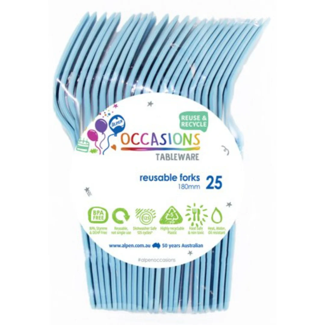 Reusable Forks Light Blue 18cm 20Pk