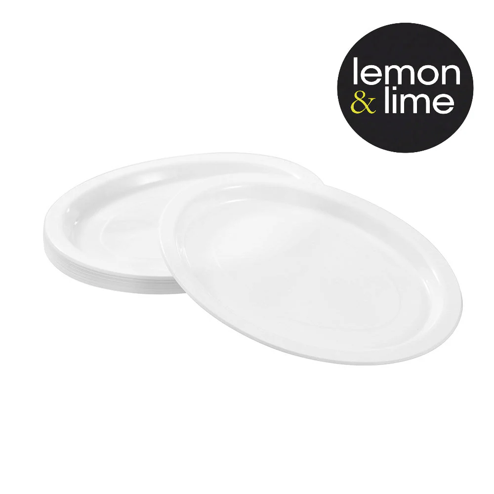Reusable Plastic Oval Plate 31X24.5cm 20Pk Lemon And Lime - Image 3