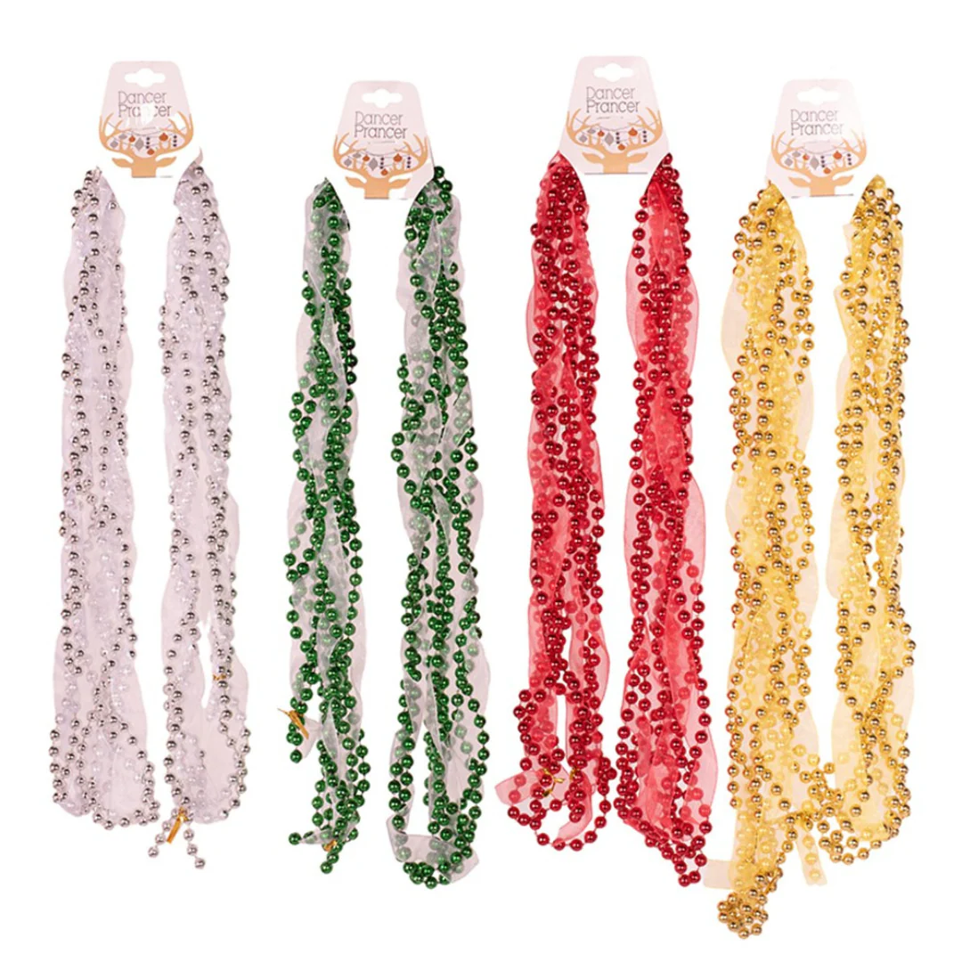 Ribbon Garland 2.7m Red Green Silver Gold Assorted