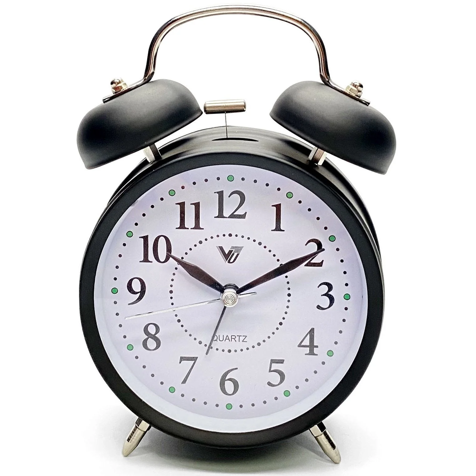Clock Twin bells metal alarm clock 11.6x17x5.5cm Black - Red-White 3 asst - Image 2