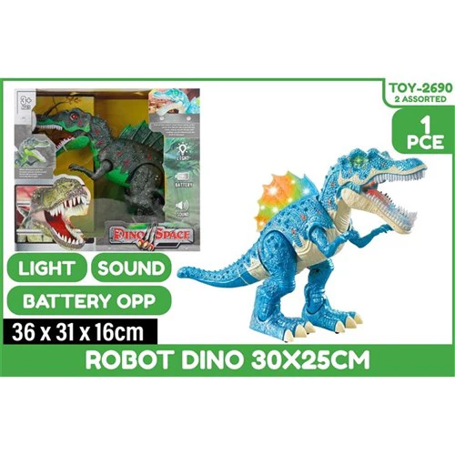 Robot Dino L/Up&Snd B/Opp 30X25cm