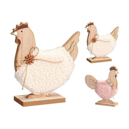 Rooster & Hen Deco MDF 19cm 2 Assorted