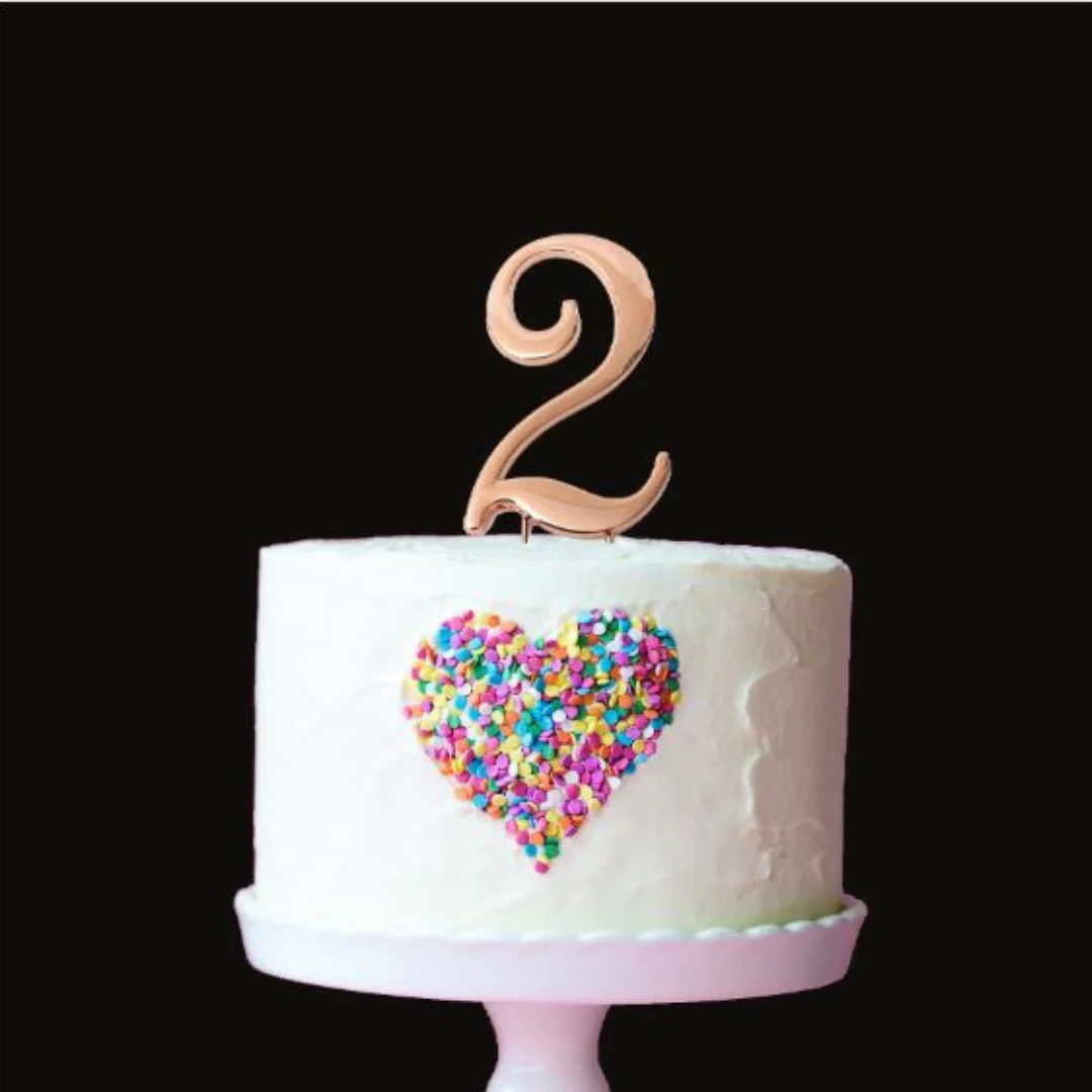 Cake Topper Number 2 Cake Topper - Rose Gold 7Cm