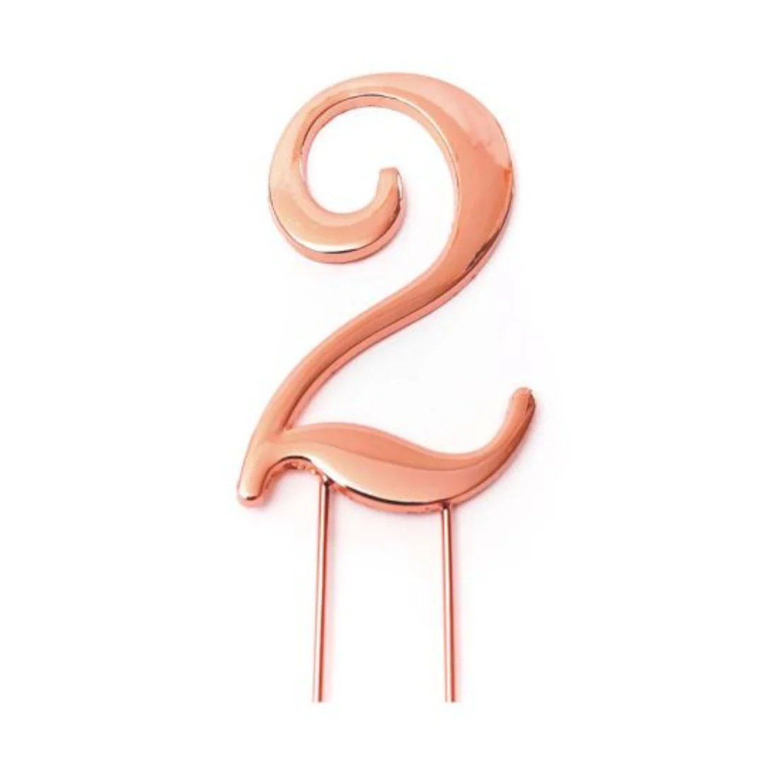 Cake Topper Number 2 Cake Topper - Rose Gold 7Cm - Image 2