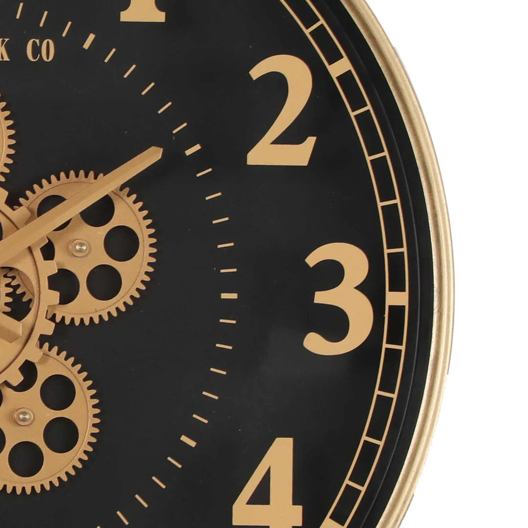 Round Boston US Navy Moving Cogs Wall Clock 50cm Gold with Black - Image 3