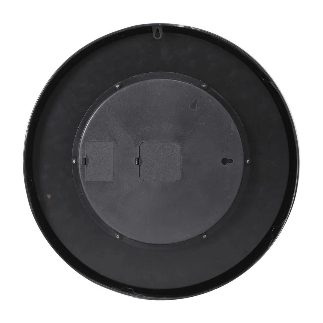 Round Compass Moving Cogs Wall Clock 46cm Black with Natural - Image 6