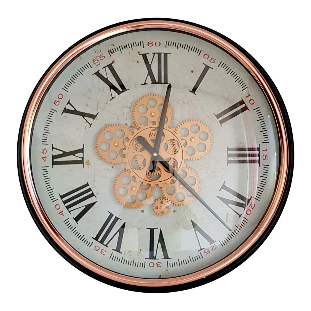 Round Domonique Exposed Gear Movement Wall Clock 53cm Bronze - Image 2