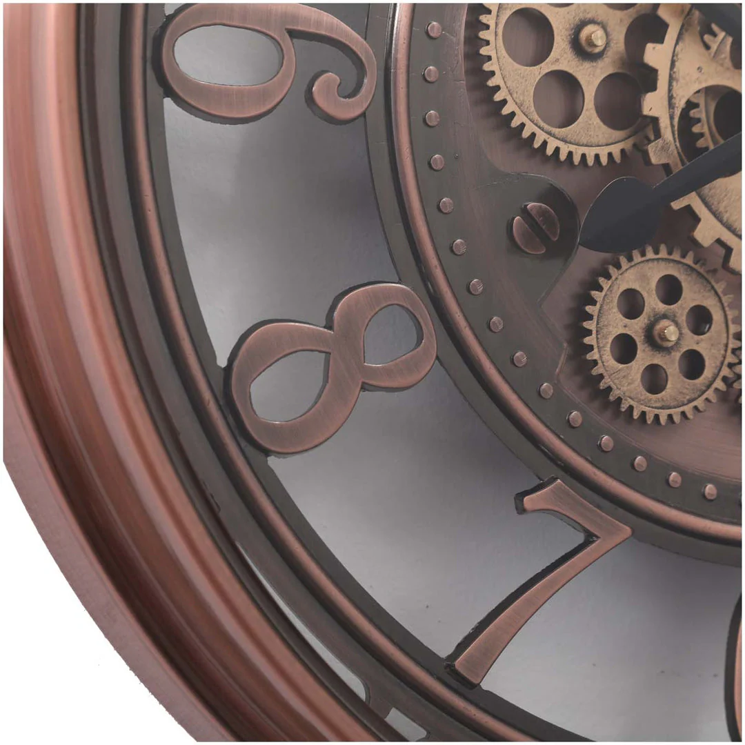 Round Lucas Industrial Exposed Gear Clock 55cm Copper Wash - Image 5