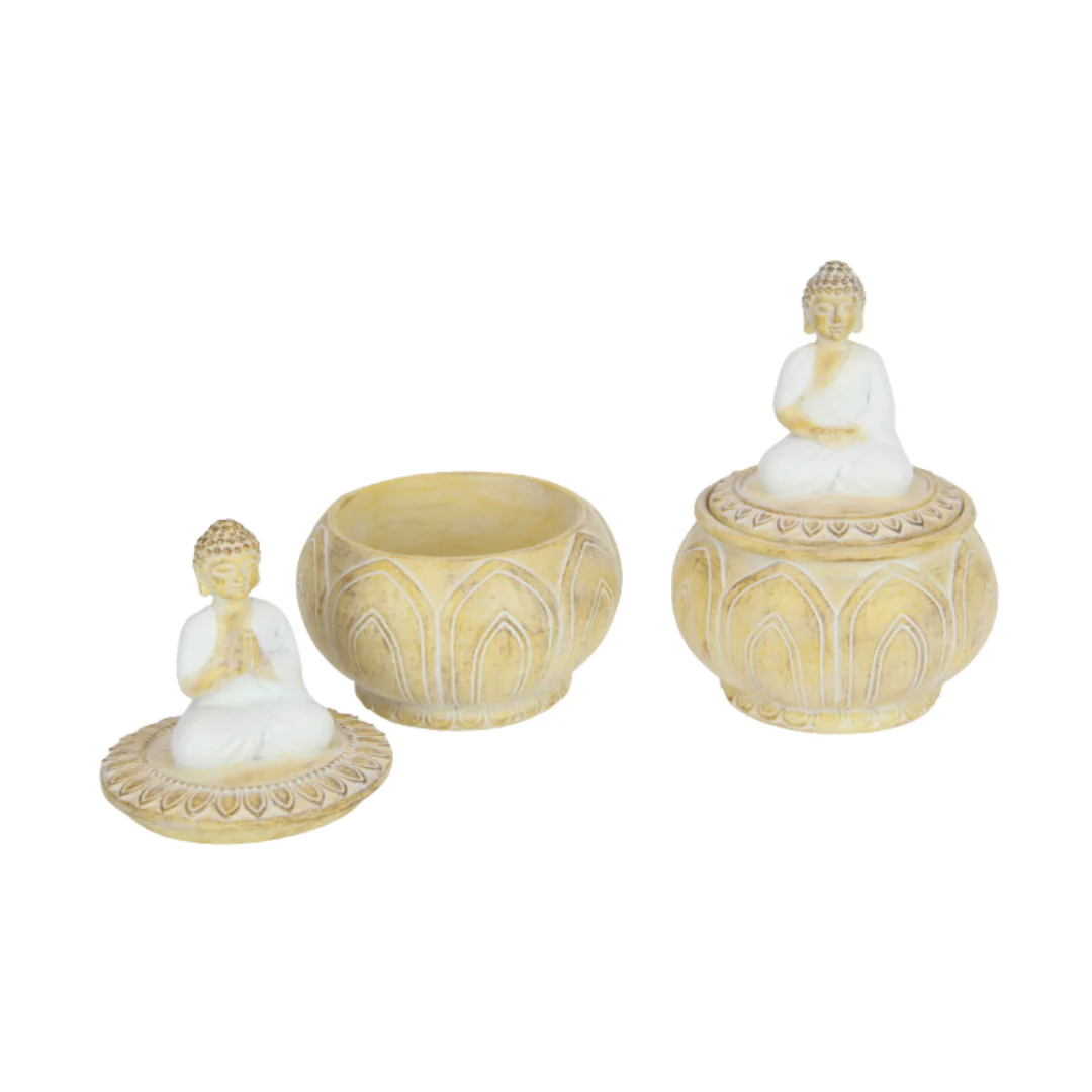 Rulai Buddha Trinket Box White and Natural 14cm Assorted - Image 3