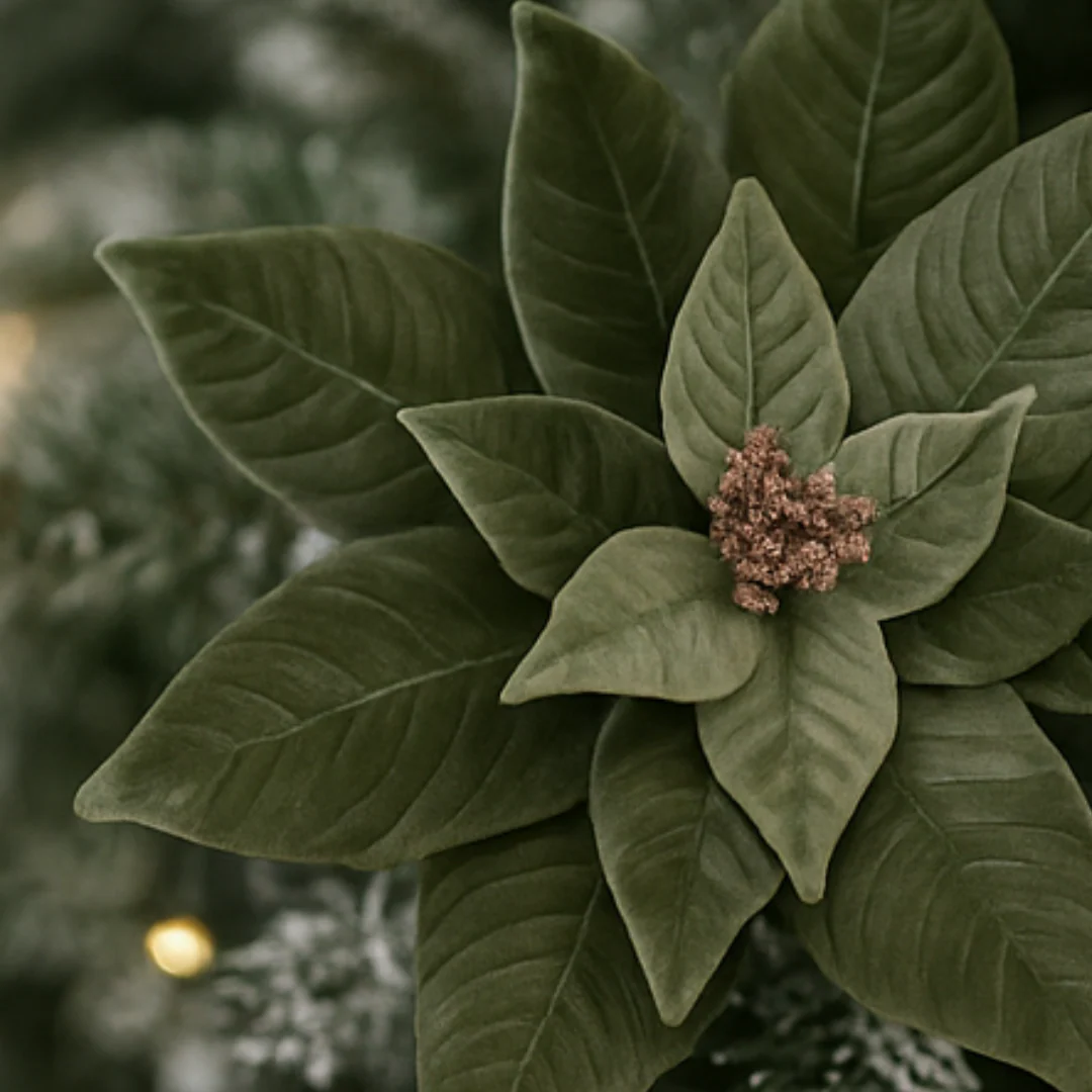 Sage Green Large Poinsettia 45Cm W/23 Petals & 50Cm Stem
