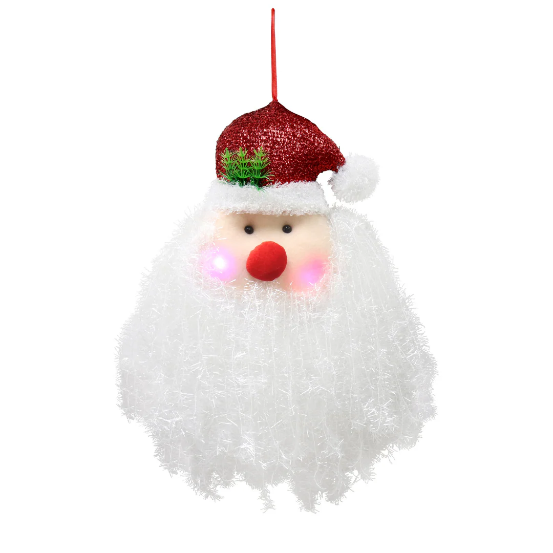 Santa Face Tinsel Light Up 50cm - Image 2
