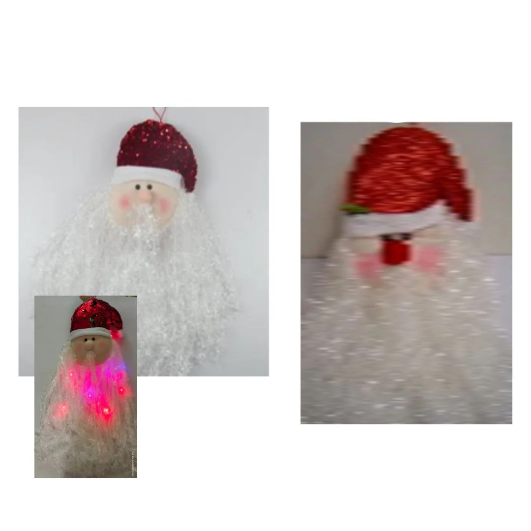 Santa Face With Light Up Cheeks Sparkle Beard 105cm Assorted