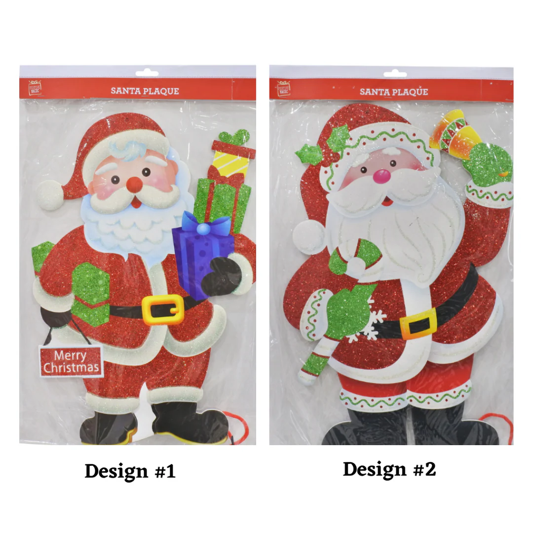 Santa Eva Glitter Plaque Assorted
