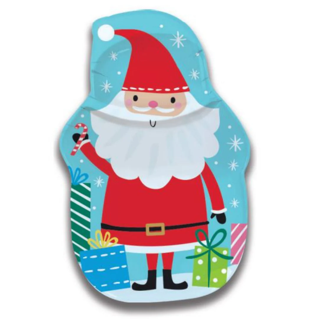 Santa Shaped Melamine Kids Christmas Tray 33X22cm