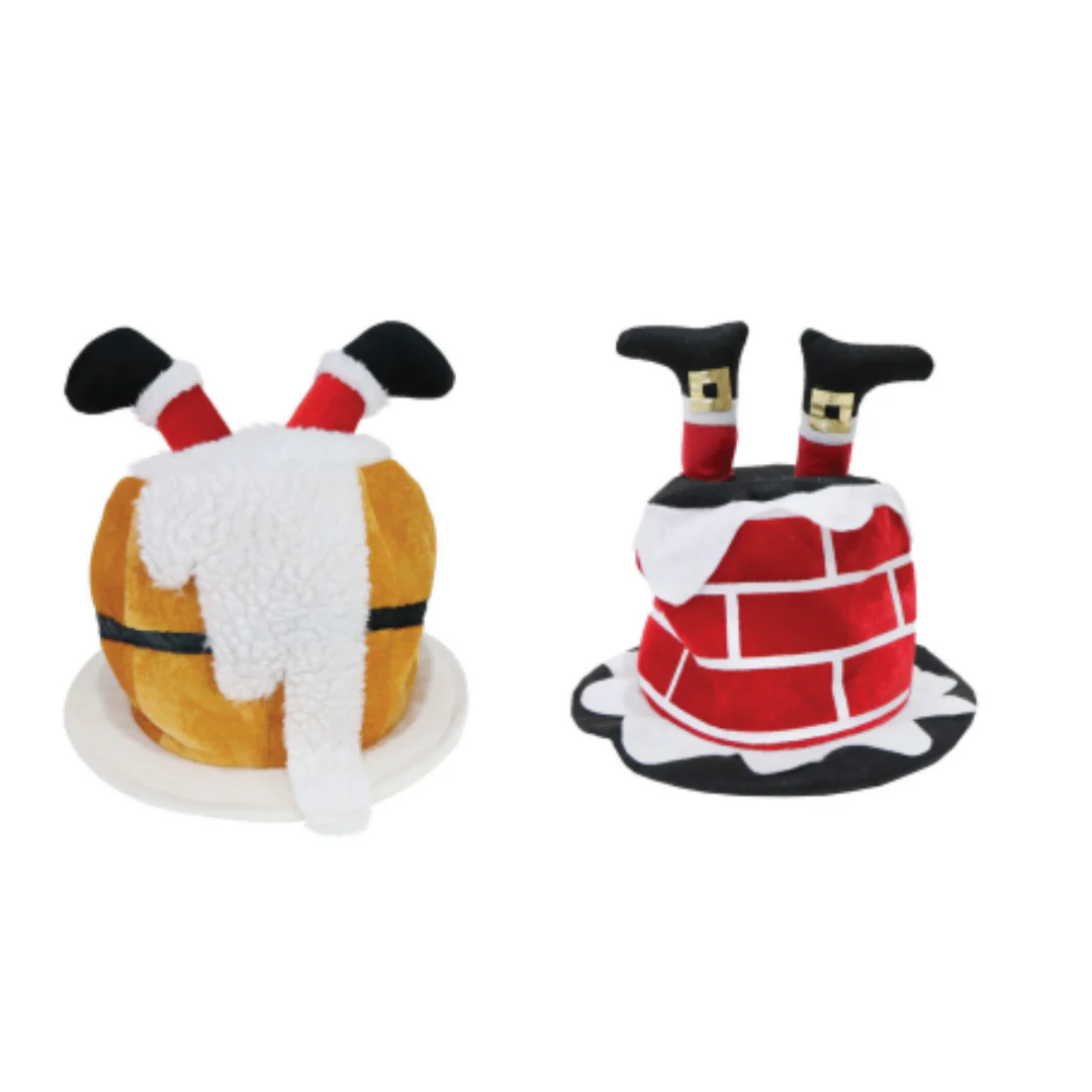 Santa Upside Down Hat Beer/Chimney Asst