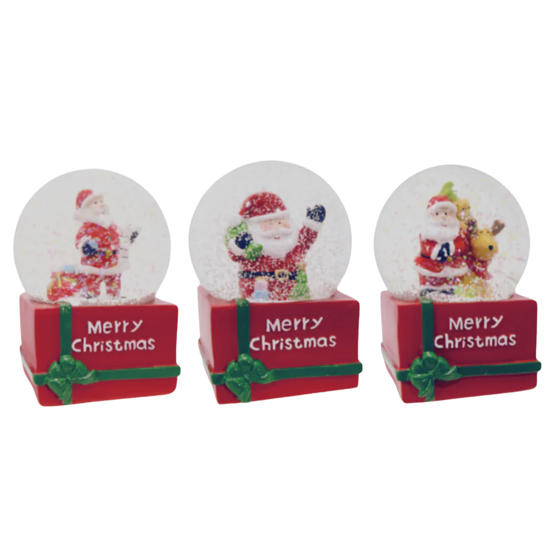 Santa Waterball Square Base 65mm Assorted