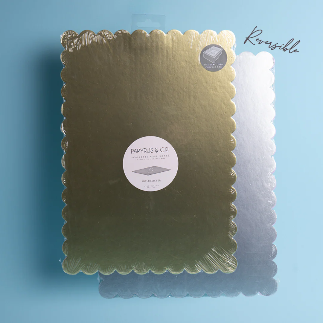Scalloped Rectangular Cake Boards Dual Colour Gold & Silver