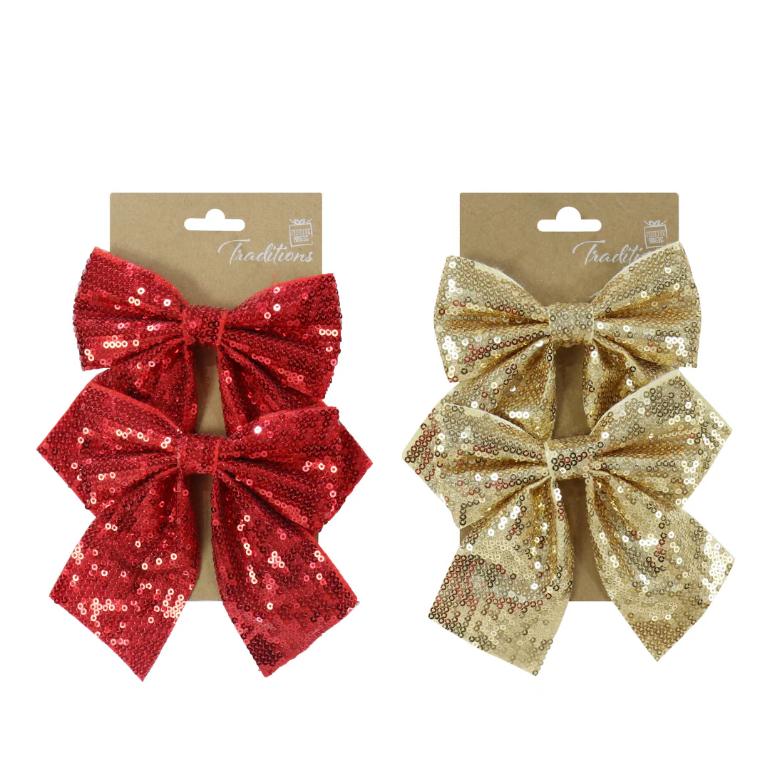 Sequins Mini Bow 2Pk Med Asst