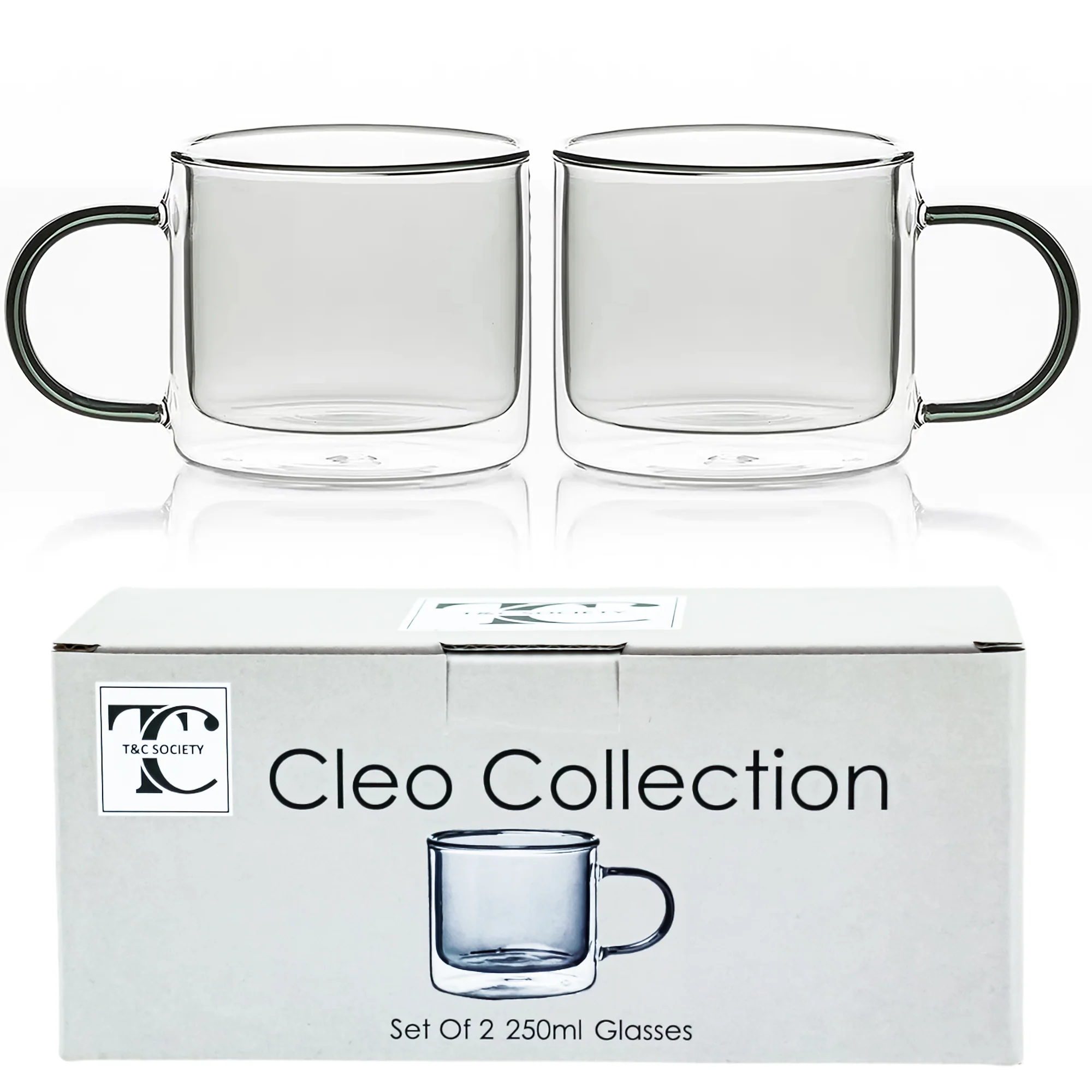 Hued Cups 250ml Grey Set of 2