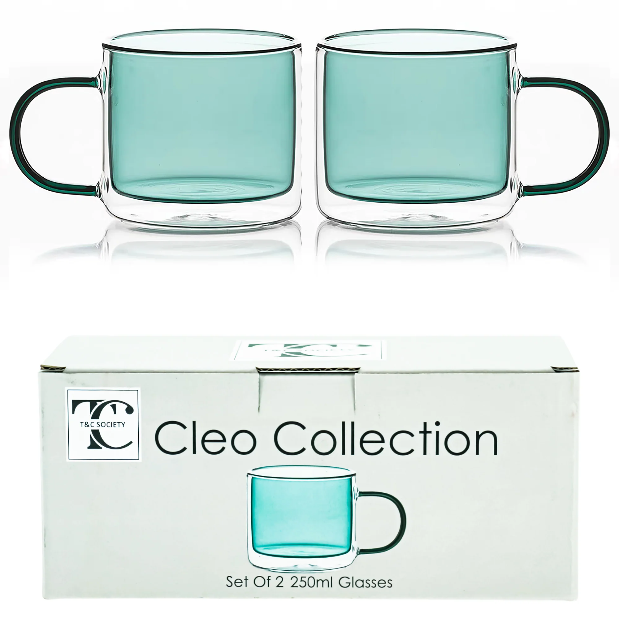 Hued Cups 250ml Teal Set of 2