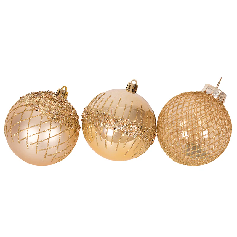 Shatterproof Bauble 8cm Gold Assorted - Image 2