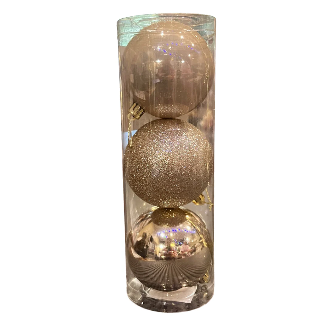 Shatterproof Baubles Pack of 3 8cm Light Champagne