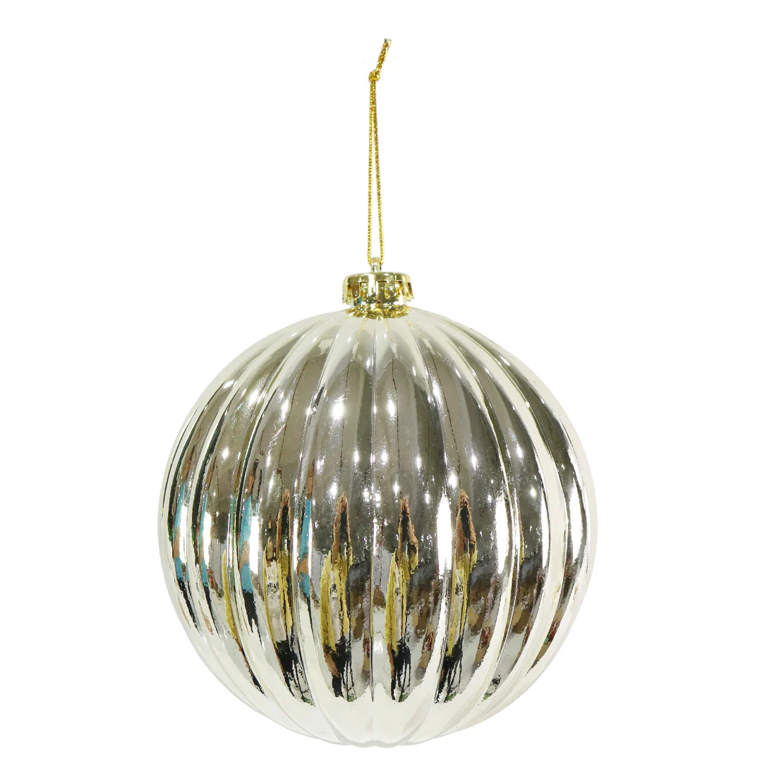 Shiny Bauble Ribbed 15cm Assorted - Image 2