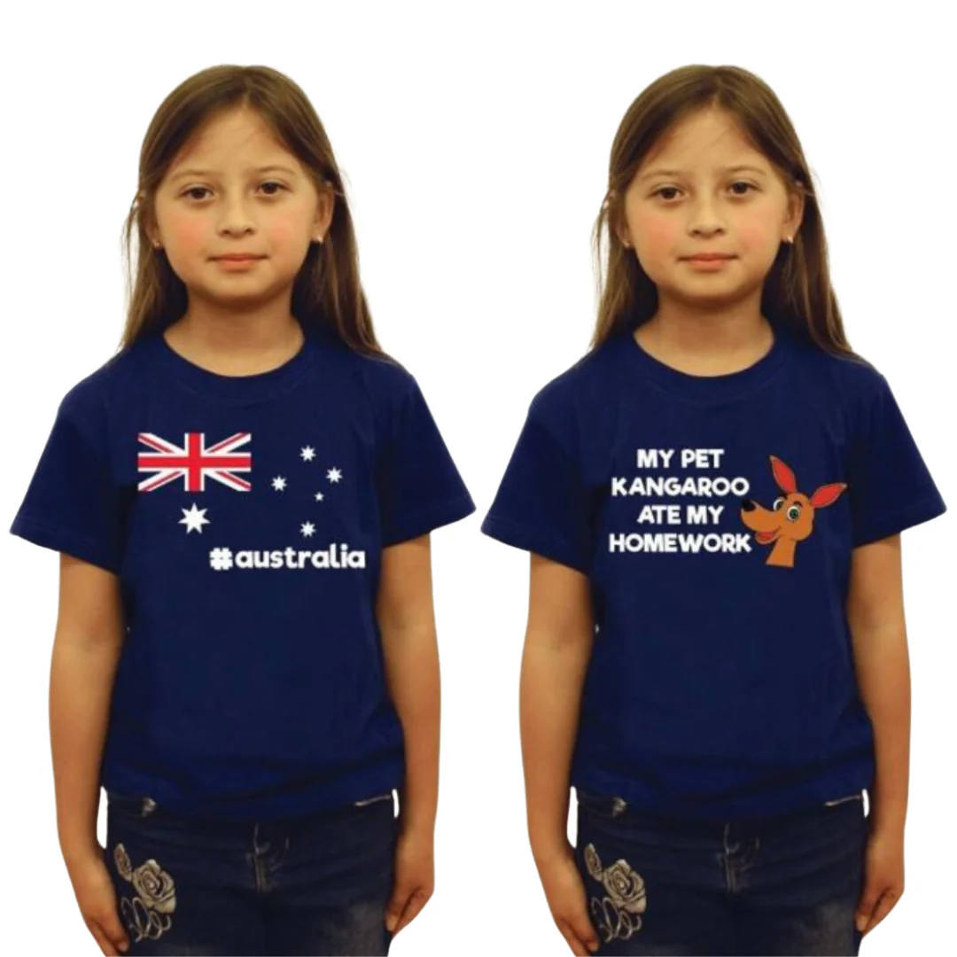 Shirt Short Sleeve Kids Sizes: S, M, L & XL Blue & White