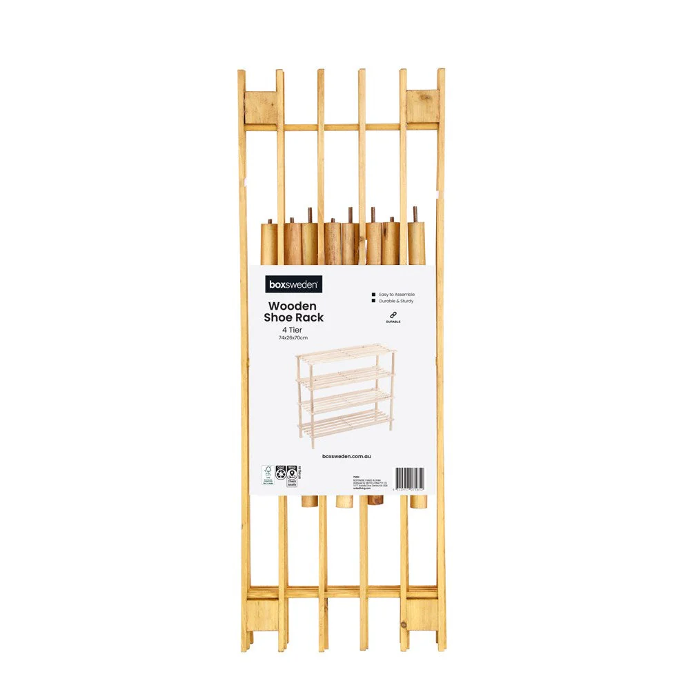SHOE RACK 4 TIER 74X26X70CM WOODEN *FSC100% SCS-COC-009941 - Image 2