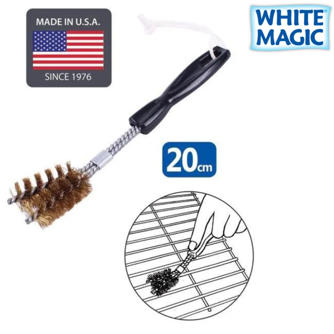 Short VShaped Brass Spiral Barbecue Brush White Magic - Image 2
