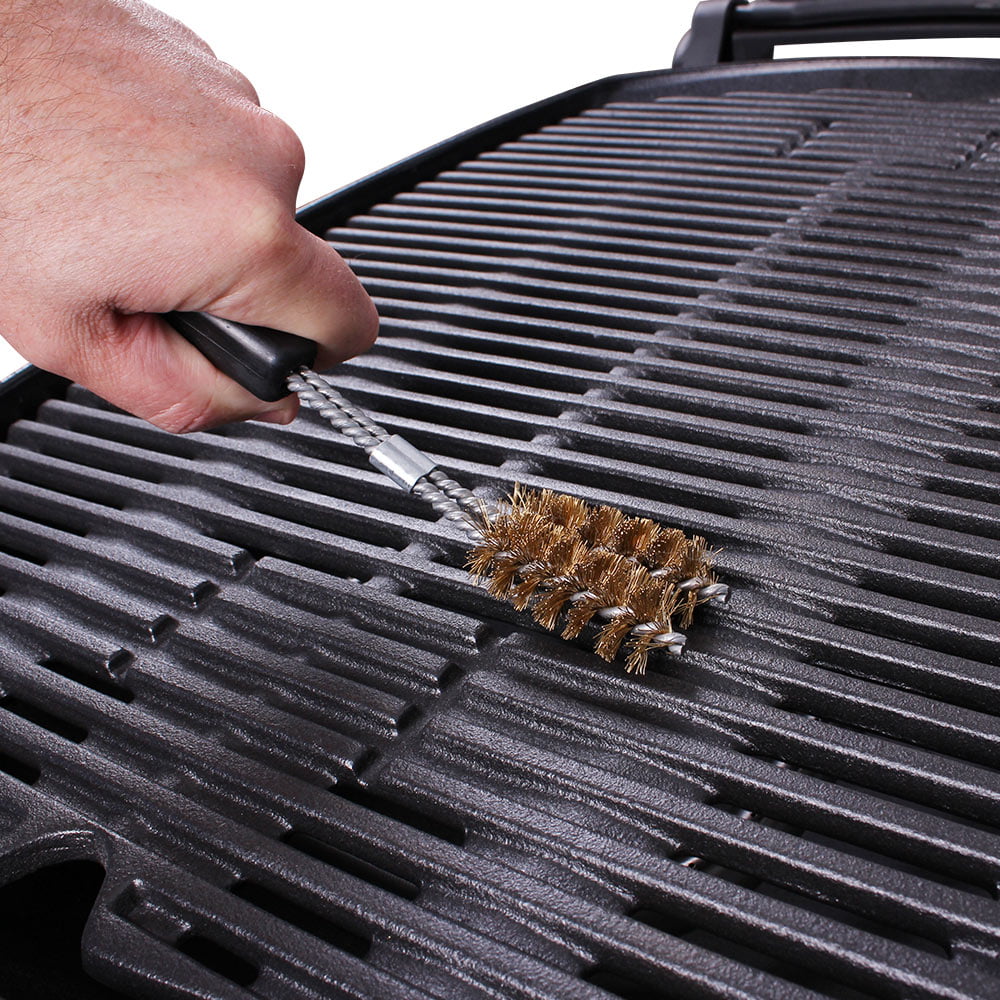 Short VShaped Brass Spiral Barbecue Brush White Magic - Image 3