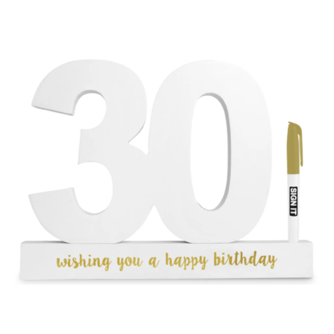 30 White Signature Block, Gold Foil