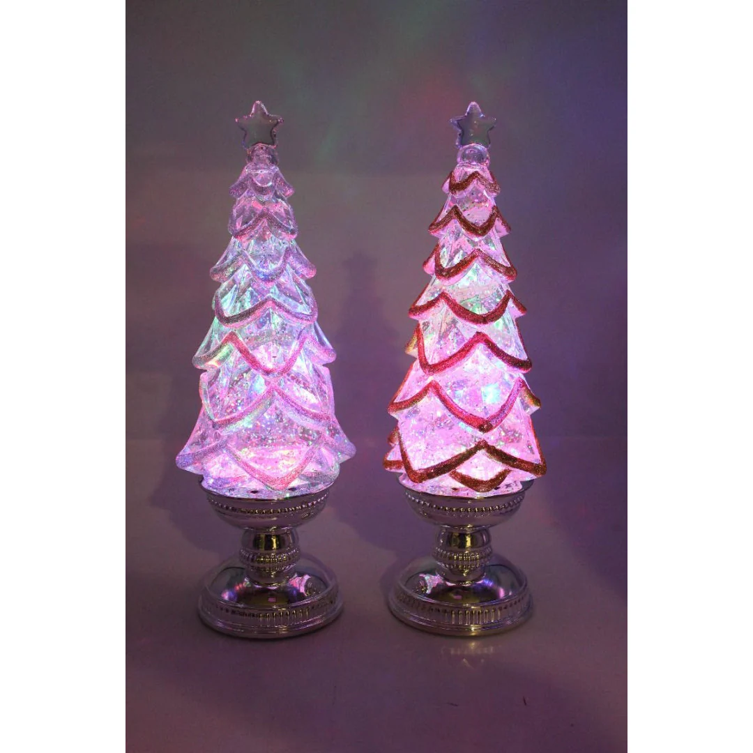 Silver/Gold Trim Trees RGB 32cm Battery Operated 2 Assorted