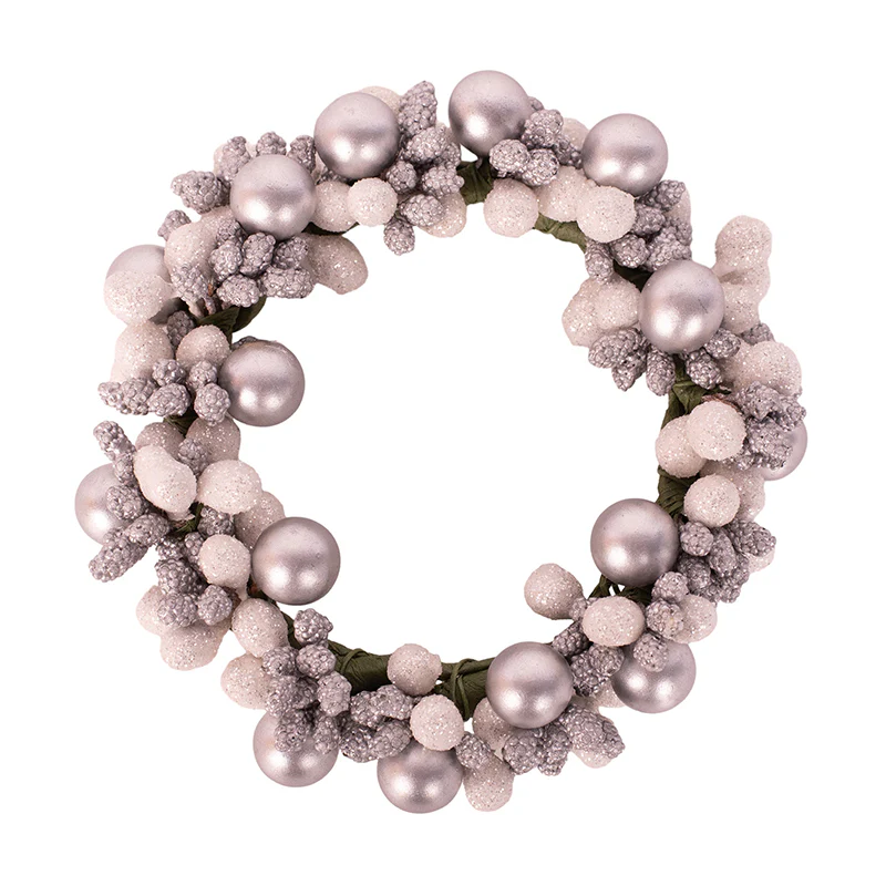 Silver & White Mini Candle Wreath 10Cm Inside D5Cm