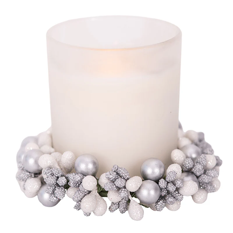 Silver & White Mini Candle Wreath 10Cm Inside D5Cm - Image 2