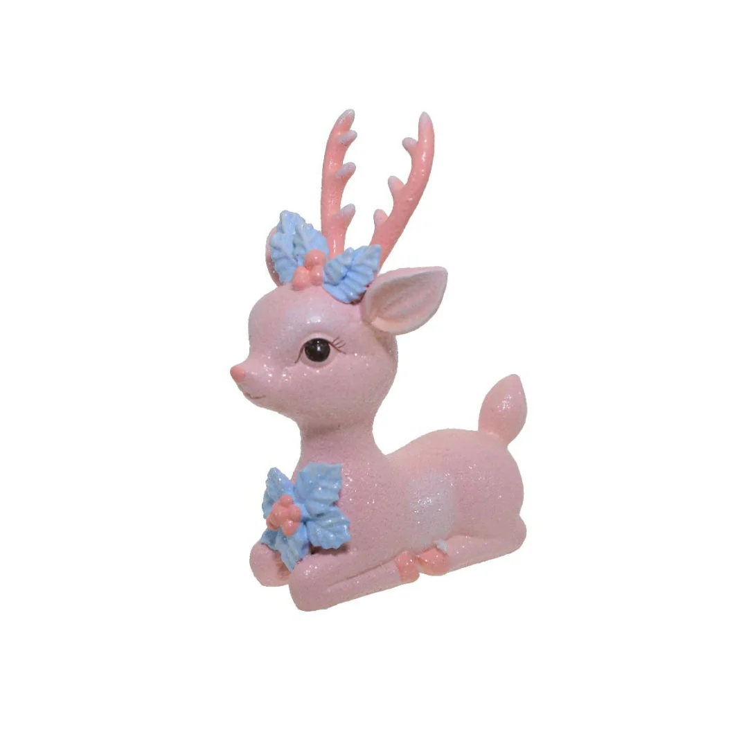 Sitting Pink Deer 15.5Cm