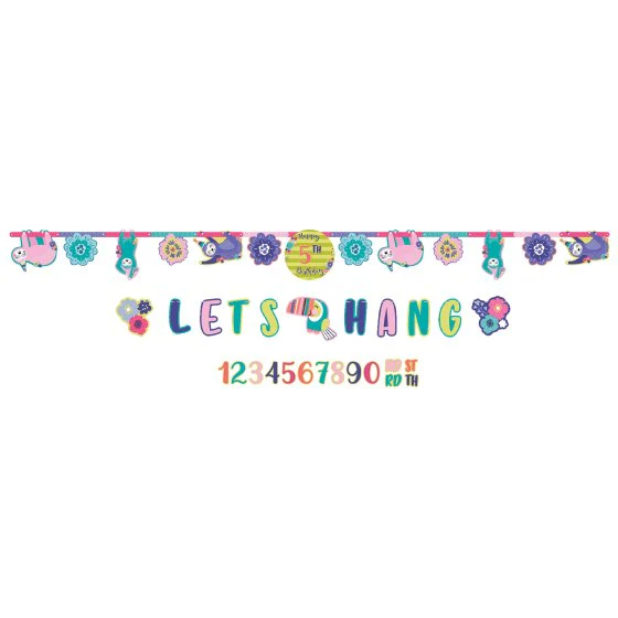 Sloth Happy Birthday Add-An-Age Letter Banner & Mini Banner Kit Pk2