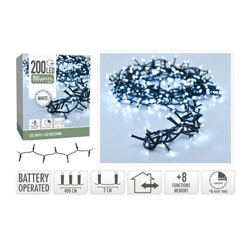 Snake Lights 200Led White Battery Operated Ip44 4M