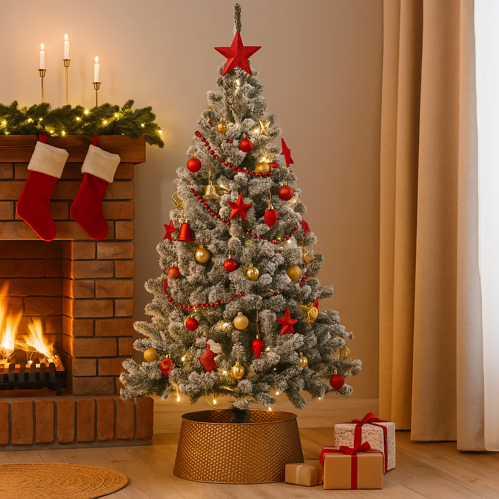 Snowcapped Christmas Tree 210cm 650 Tips with Metal Base 60cm