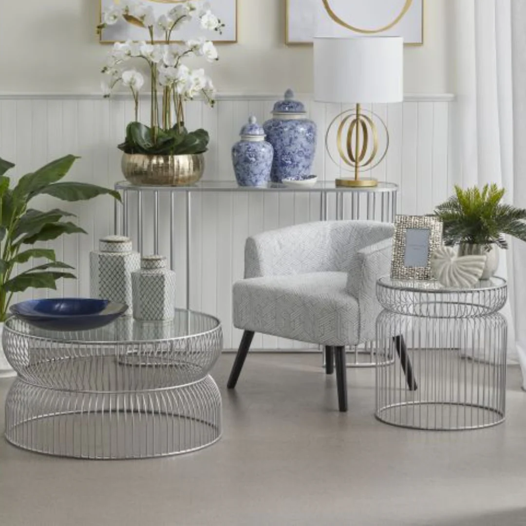 Society Home Bamford Side Table Set of 2 Silver - Image 3